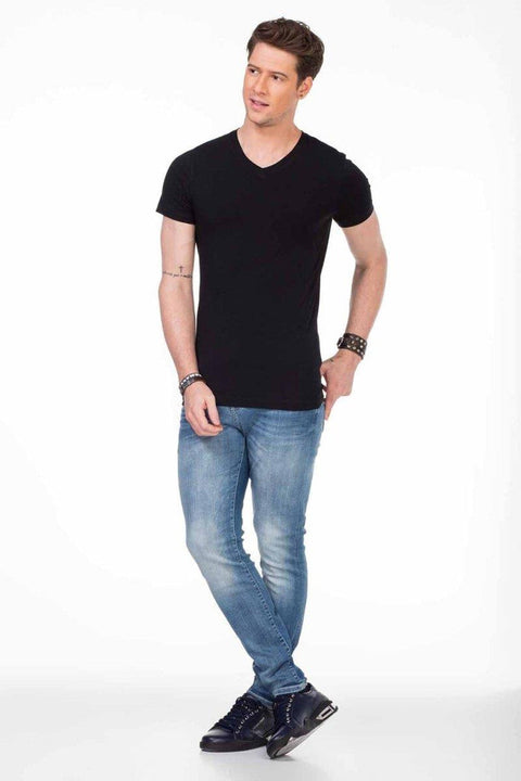 CU106 V-Neck Basic Slim Fit Men's T-Shirt Undershirt