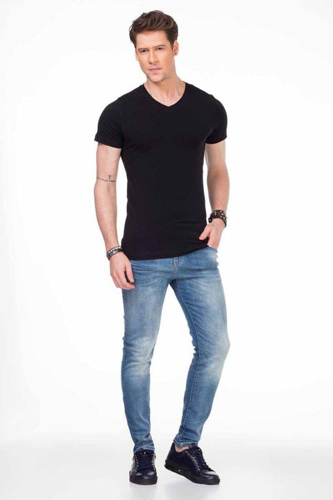 CU106 V-Neck Basic Slim Fit Men's T-Shirt Undershirt