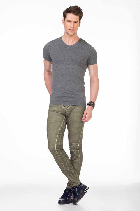 CU106 V-Neck Basic Slim Fit Men's T-Shirt Undershirt