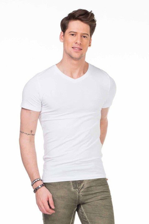 CU106 V-Neck Basic Slim Fit Men's T-Shirt Undershirt