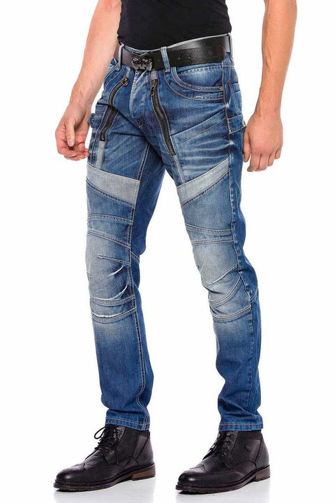 CD576 Piece Stitched Slim Fit Men's Jean Trousers