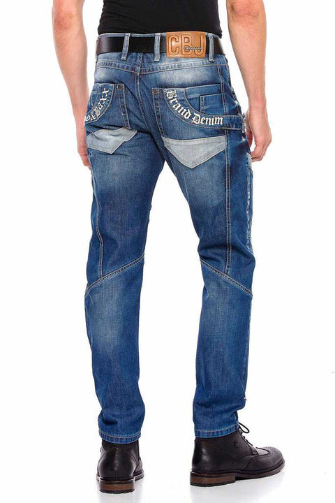 CD576 Piece Stitched Slim Fit Men's Jean Trousers