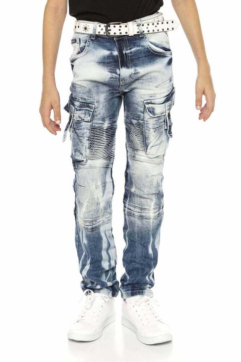 CDK103 Biker Style Cargo Pocket Boys' Jeans