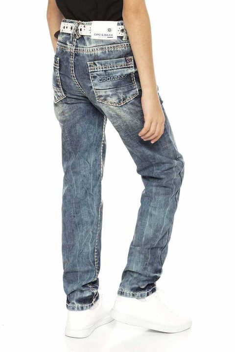 CDK112 Embroidered Vintage Style Boy's Jeans