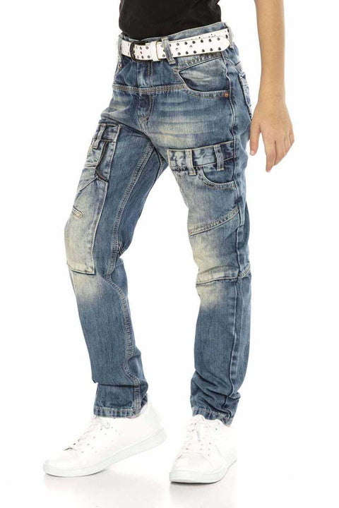 CDK114 Rapper Style Low Waist Kids Jeans