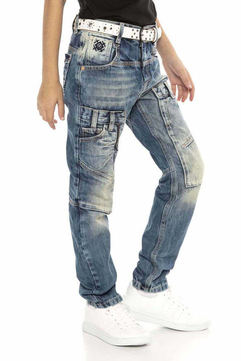 CDK114 Rapper Style Low Waist Kids Jeans