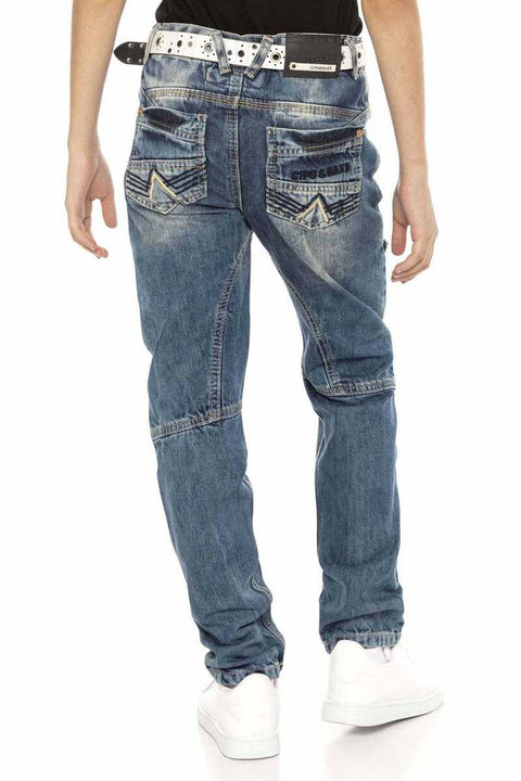 CDK114 Rapper Style Low Waist Kids Jeans