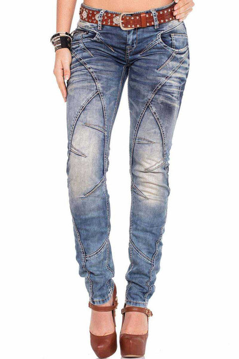 WD175 Slim Fit Jeans with Decorative Stitching