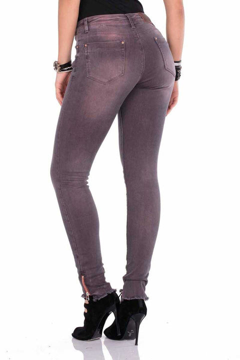 WD355 Slim Fit Women's Jean Trousers with Zippered Legs