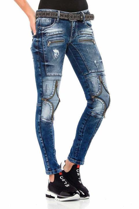 WD377 Series Zipper Detailed Women's Jeans