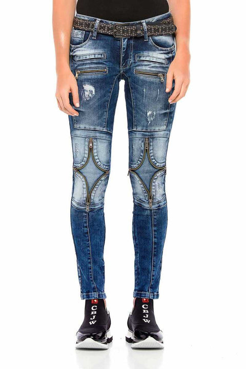 WD377 Series Zipper Detailed Women's Jeans