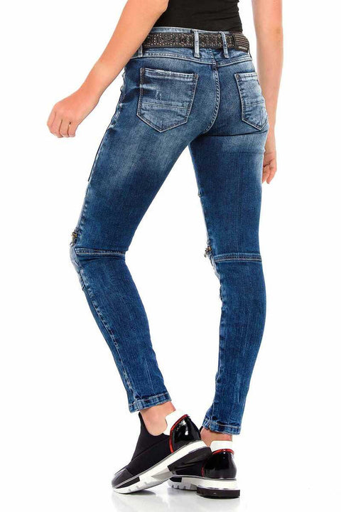 WD377 Series Zipper Detailed Women's Jeans