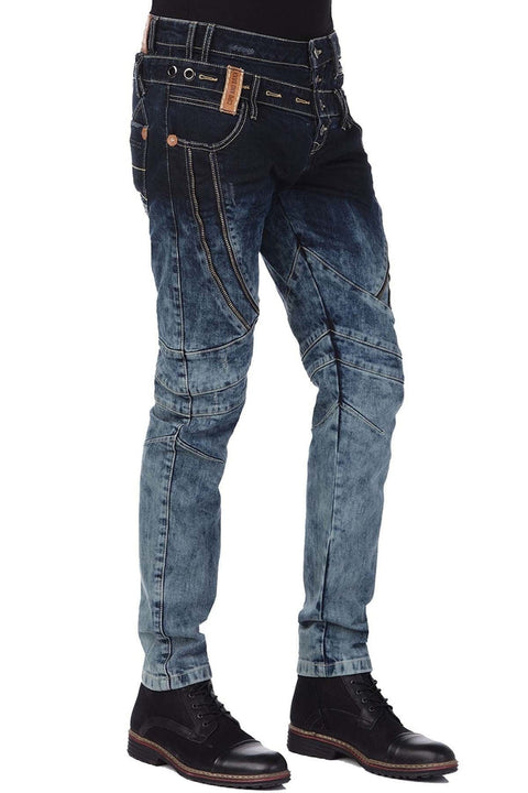 CD244A Decorative Stitched Washed Men's Jean Trousers