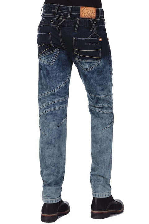 CD244A Decorative Stitched Washed Men's Jean Trousers