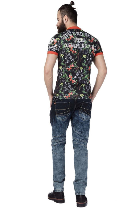 CD244A Decorative Stitched Washed Men's Jean Trousers