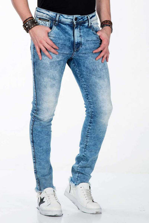 CD445 Distressed Denim Slim Fit Jean Trousers
