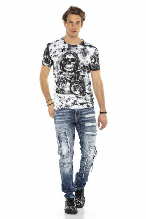 CD611 Pocket Detailed Patched Ripped Men's Jean Trousers