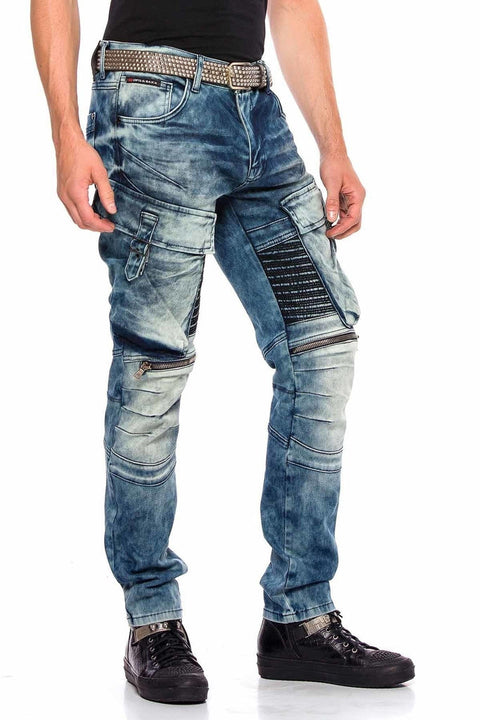 CD523 Cargo Pocket Worn Out Loose Cut Hip Hop Style Trousers