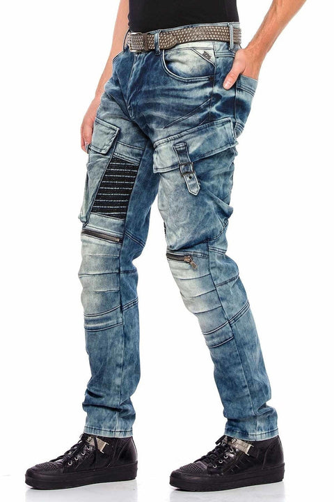 CD523 Cargo Pocket Worn Out Loose Cut Hip Hop Style Trousers