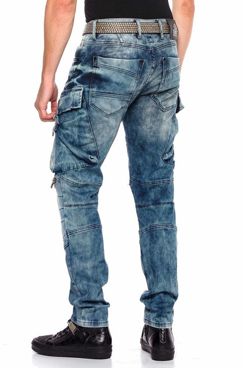 CD523 Cargo Pocket Worn Out Loose Cut Hip Hop Style Trousers