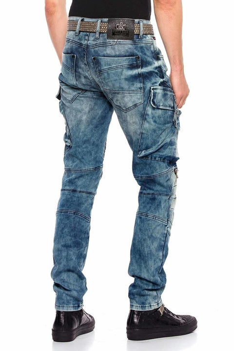 CD523 Cargo Pocket Worn Out Loose Cut Hip Hop Style Trousers