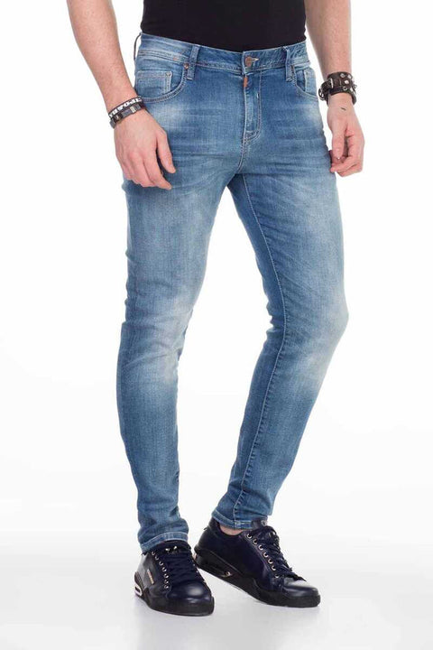 CD456 Washed Fabric Denim Basic Men's Jean Trousers