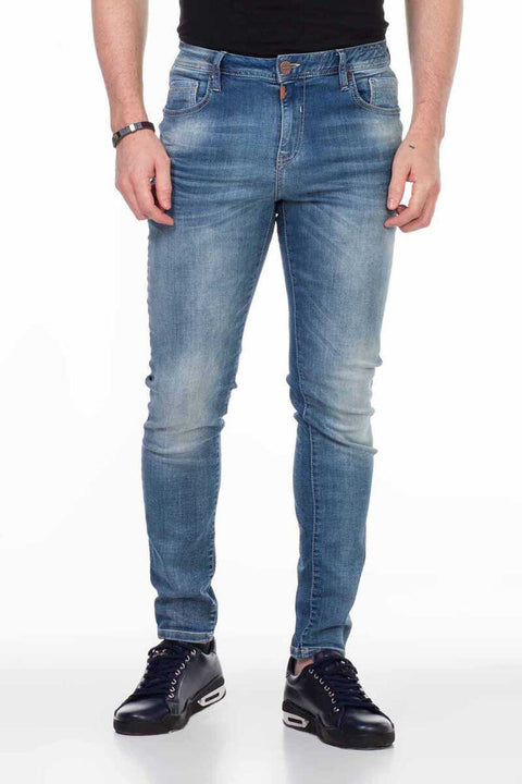 CD456 Washed Fabric Denim Basic Men's Jean Trousers