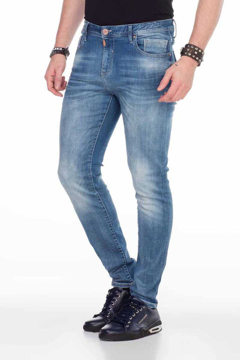 CD456 Washed Fabric Denim Basic Men's Jean Trousers