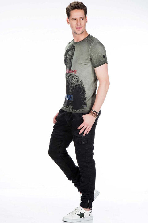 CD422 Cargo Pocket Elasticated Skinny Leg Camouflage Trousers