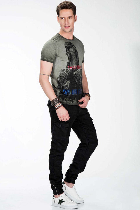 CD422 Cargo Pocket Elasticated Skinny Leg Camouflage Trousers