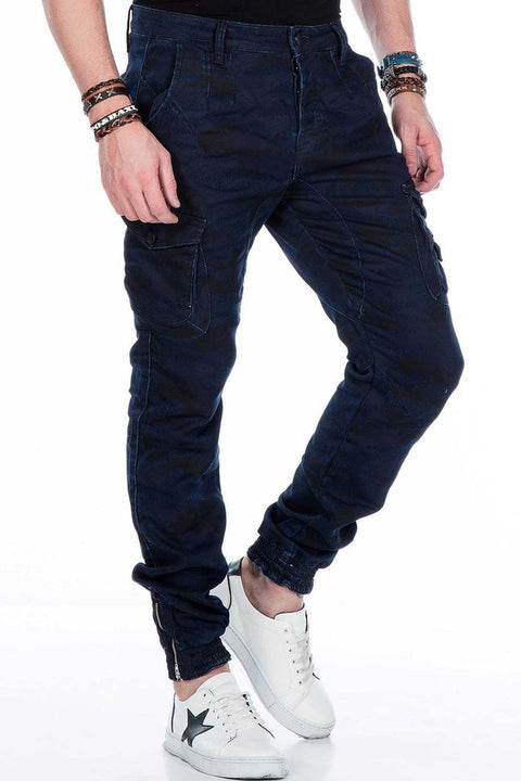 CD422 Cargo Pocket Elasticated Skinny Leg Camouflage Trousers