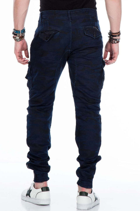 CD422 Cargo Pocket Elasticated Skinny Leg Camouflage Trousers