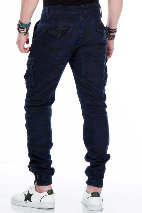 CD422 Cargo Pocket Elasticated Skinny Leg Camouflage Trousers