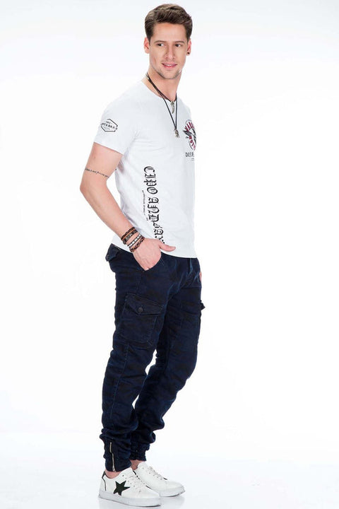 CD422 Cargo Pocket Elasticated Skinny Leg Camouflage Trousers