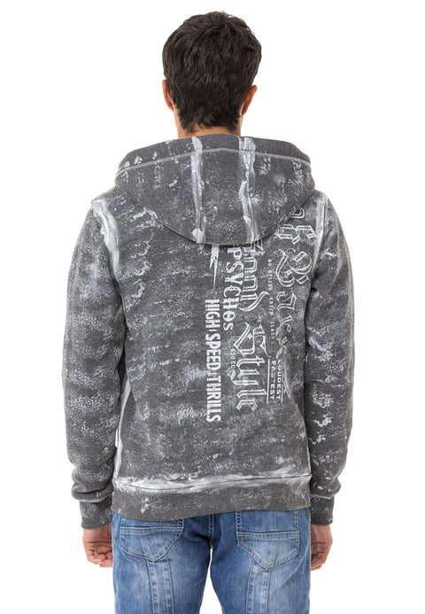 CL544 Biker Style Printed Men's Zip Sweatshirt