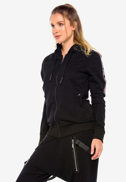 WL211 Hooded Zippered Striped Sports Tracksuit