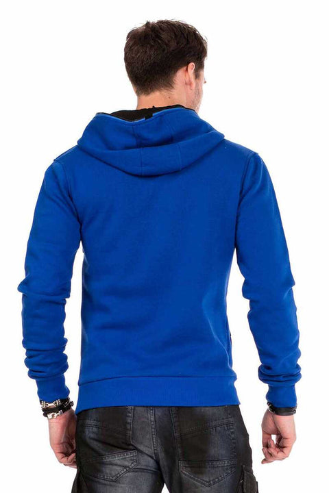 CL329 Hidden Collar Zippered Hooded Sweatshirt