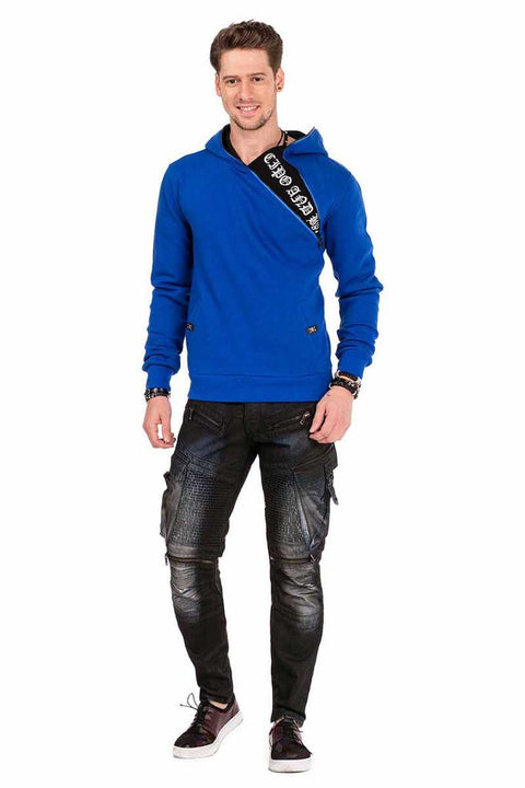 CL329 Hidden Collar Zippered Hooded Sweatshirt