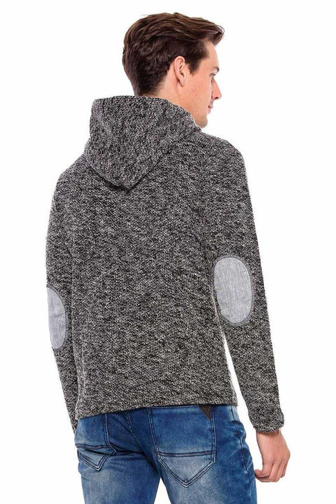 CL359 Buttoned Hooded Knitted Men's Sweatshirt