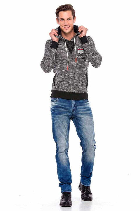 CL362 Knitted Hooded Slim Men's Sweatshirt