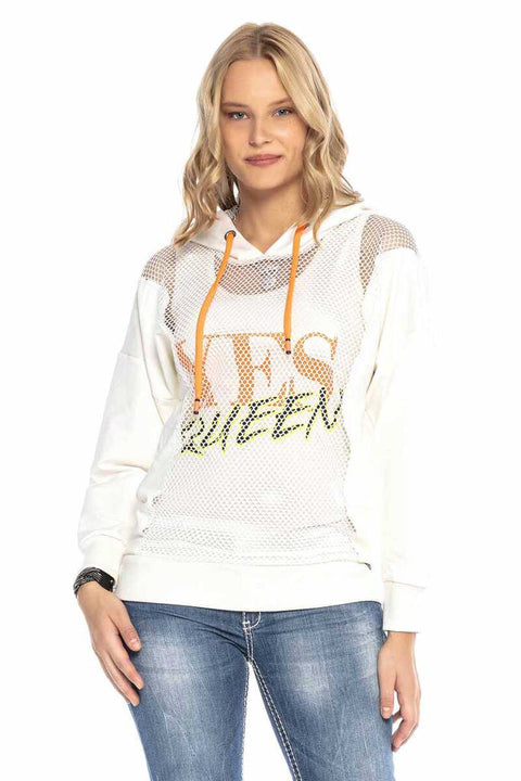 WL240 Mesh Detailed Hooded Sweatshirt