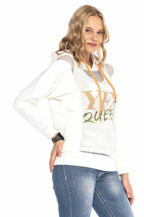 WL240 Mesh Detailed Hooded Sweatshirt
