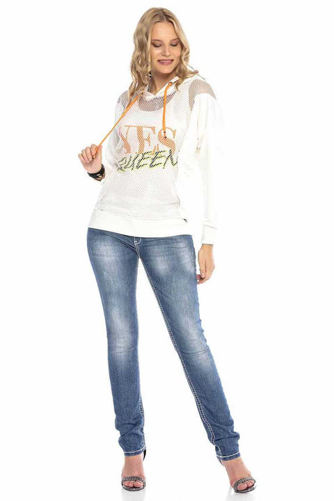 WL240 Mesh Detailed Hooded Sweatshirt