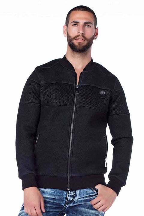 CJ141 Zippered Elastic College Collar Men's Coat