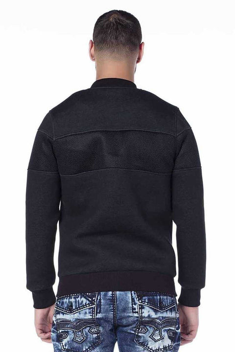 CJ141 Zippered Elastic College Collar Men's Coat