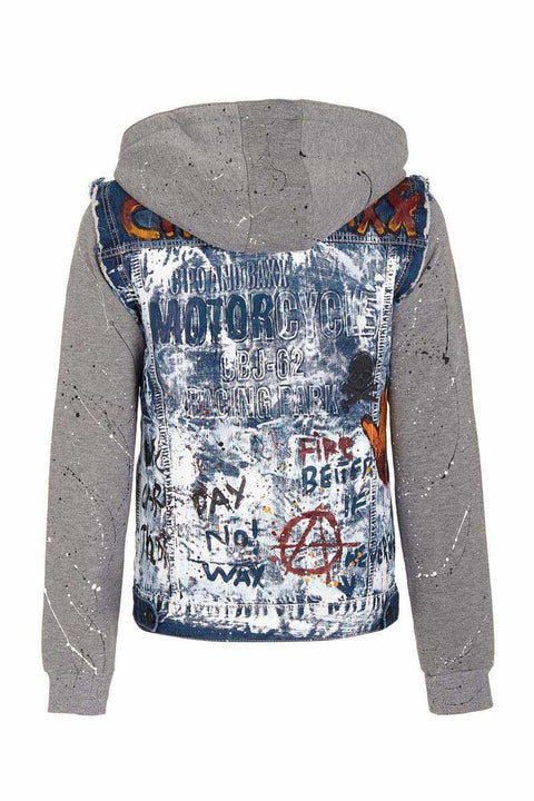 CJ209 Dyed Flame Printed Men's Denim Jacket
