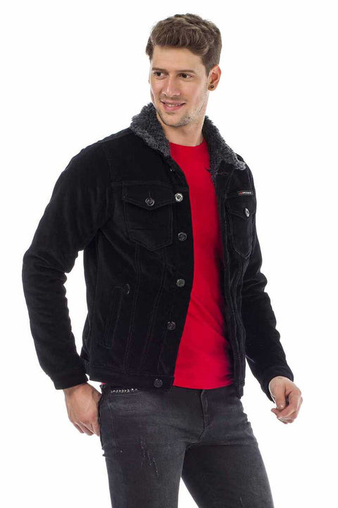 CJ231 Men's Velvet Jacket with Fur Inside Buttons