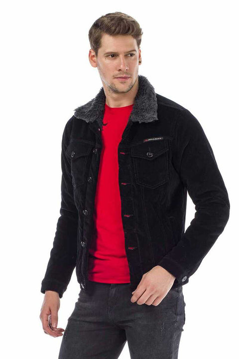 CJ231 Men's Velvet Jacket with Fur Inside Buttons
