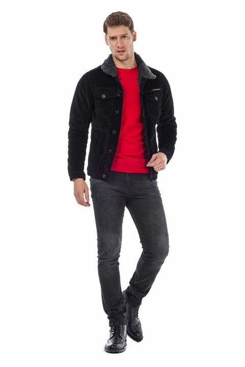 CJ231 Men's Velvet Jacket with Fur Inside Buttons