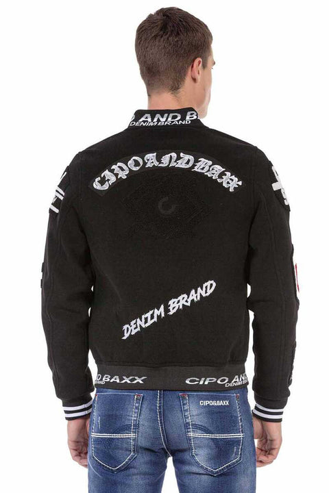 CJ274 Embroidered Stamp College Men's Coat